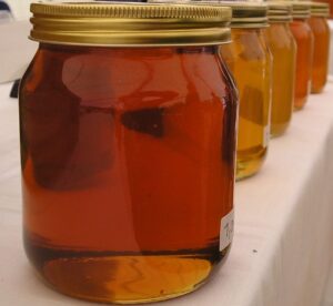 Honey in a jar at a honey show