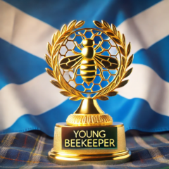 Young Beekeepers Award with Honey bee and Scottish Saltire